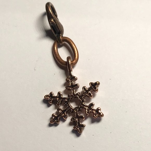 Snowflake Charm for Bracelet Zipper Pull Backpack Purse Charm Copper Tone - Picture 3 of 11